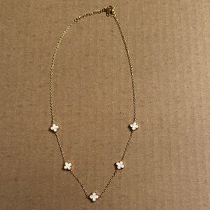 Gold and White Clover Necklace